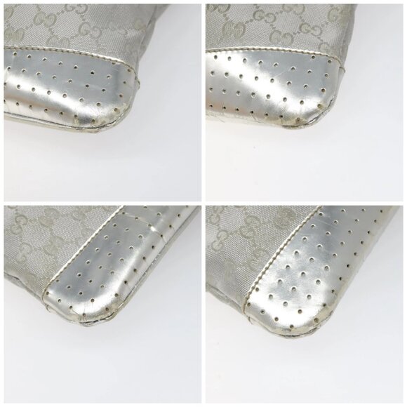 GUCCI GG Canvas Shoulder Bag Silver Blue 145857 Auth 110391 - Picture 14 of 16